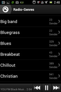 Screenshot: Radio-App im Test: Audials - Radio + Musik Sync - Genres