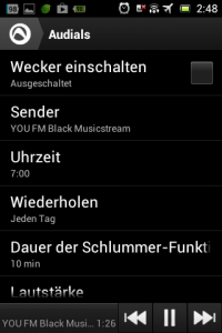 Screenshot: Radio-App im Test: Audials - Radio + Musik Sync - Wecker stellen